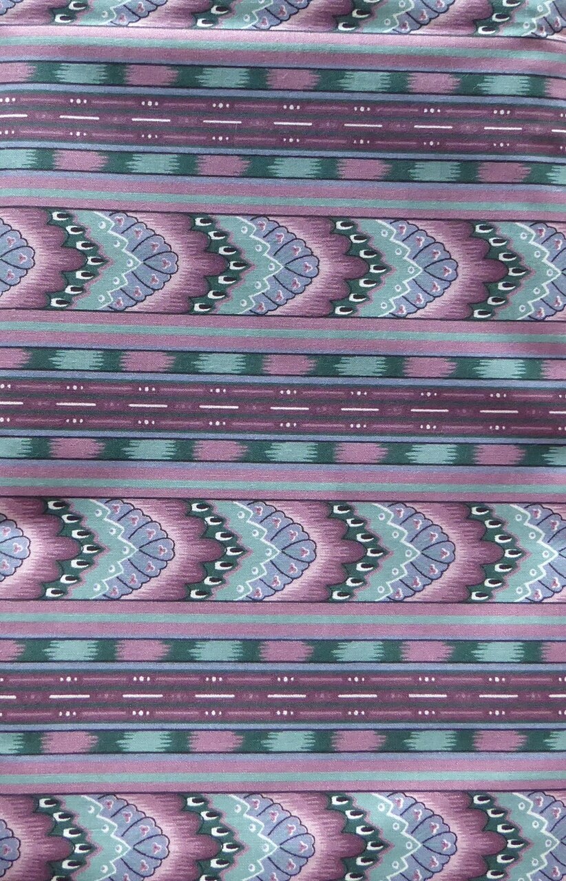 Southwest Style Purple Teal 2 1/3 Inch Piece Cotton Fabric Sold by the Yard